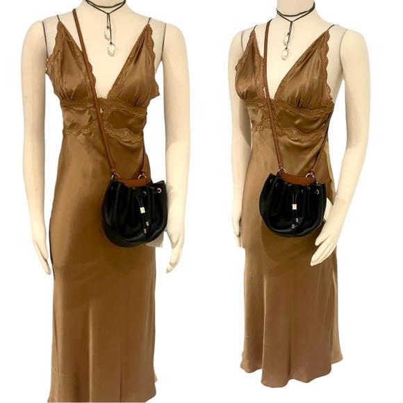 Ulla Johnson Paloma Ruched Leather Crossbody Purse Shoulder Handbag Pouch NEW - Picture 1 of 11